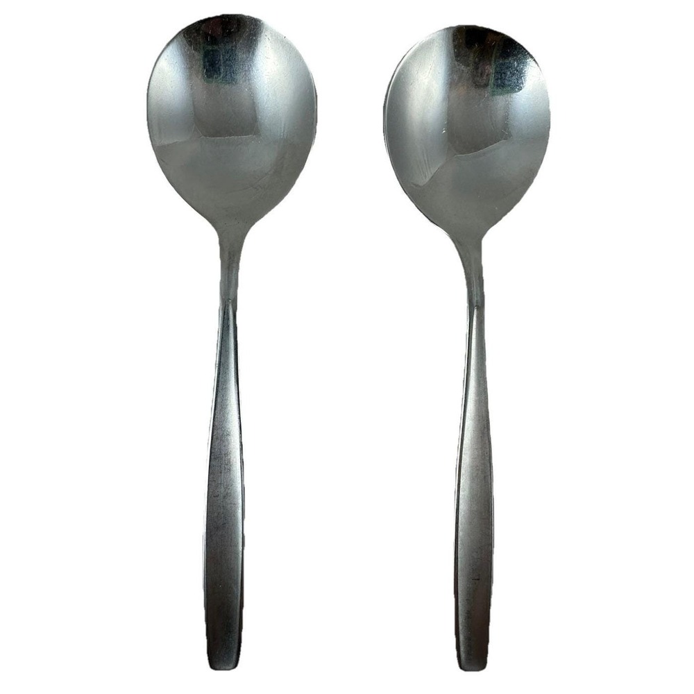 Rogers Cutlery Co Stainless Taiwan Soup Spoons Creation (IS) 6" Set Of 2